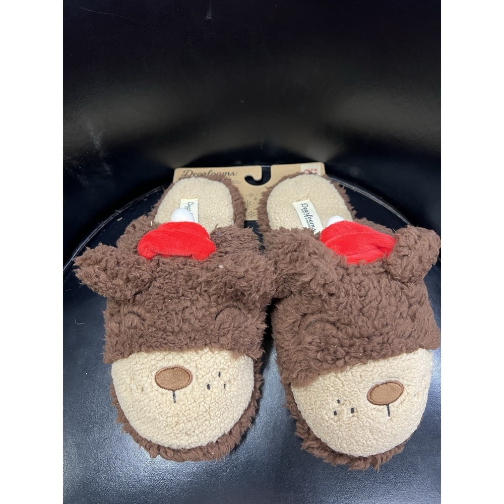 Dearfoams Slippersr Bear Unisex W7-8/M5-6 Brown Cozy Comfort NEW